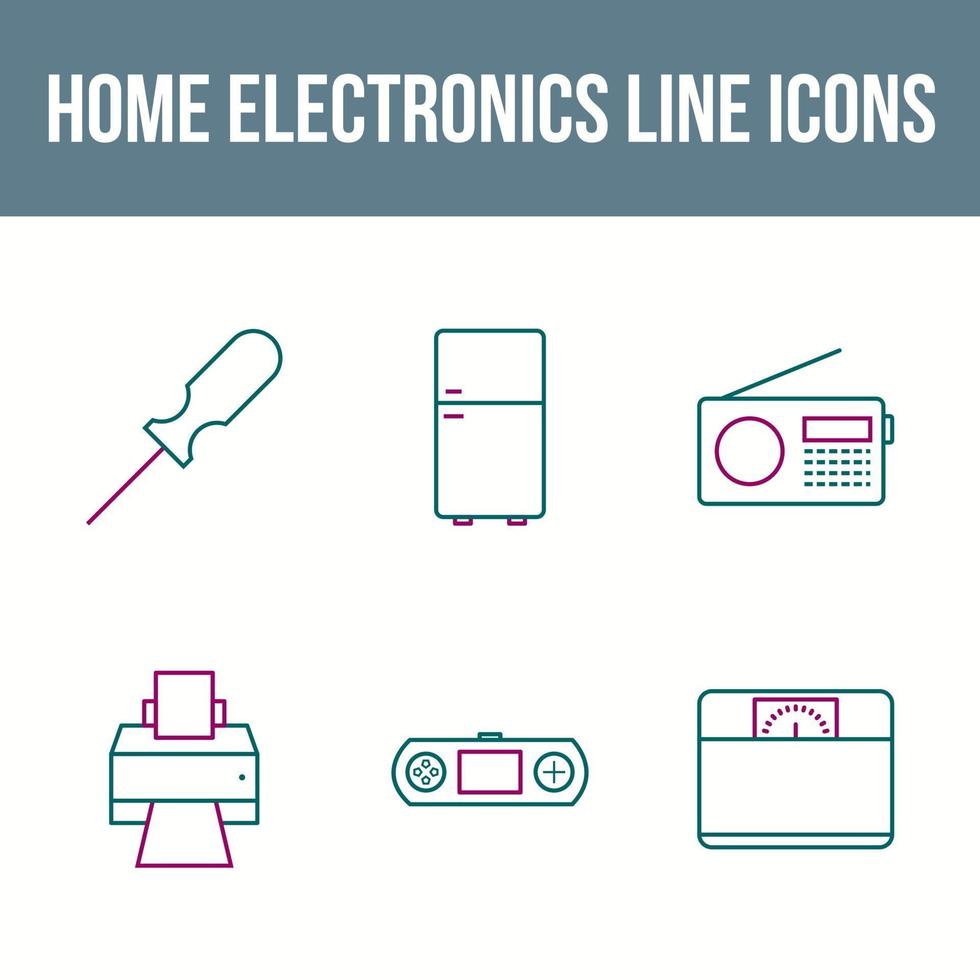 conjunto de iconos de línea de electrónica para el hogar único vector