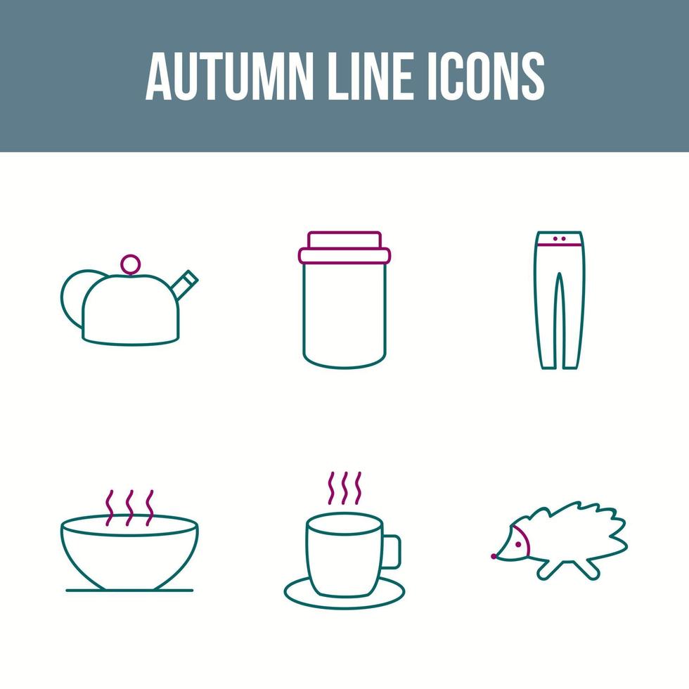 conjunto de iconos de vector de otoño único