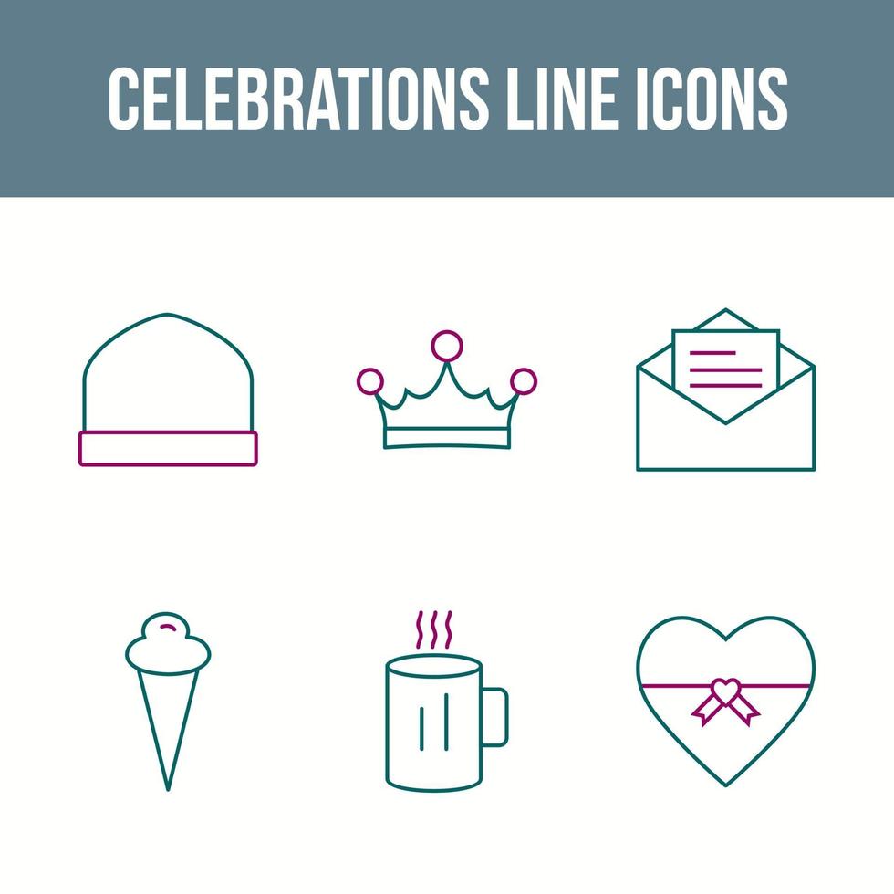 Unique Celebration Line Vector Icon Set