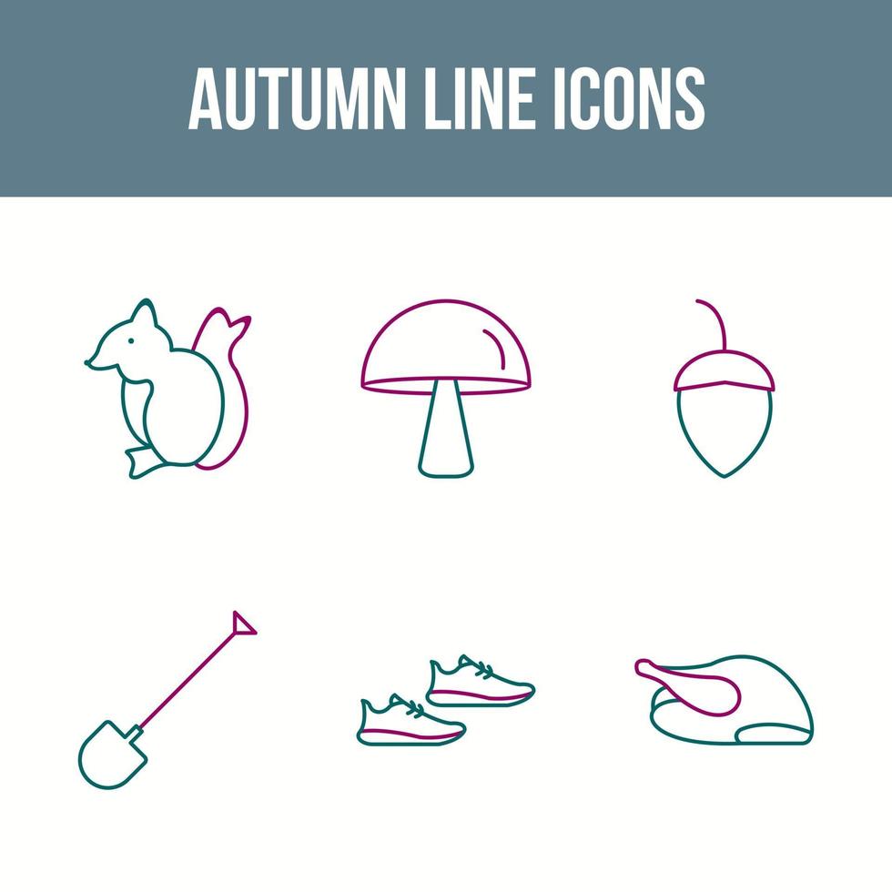 conjunto de iconos de vector de otoño único