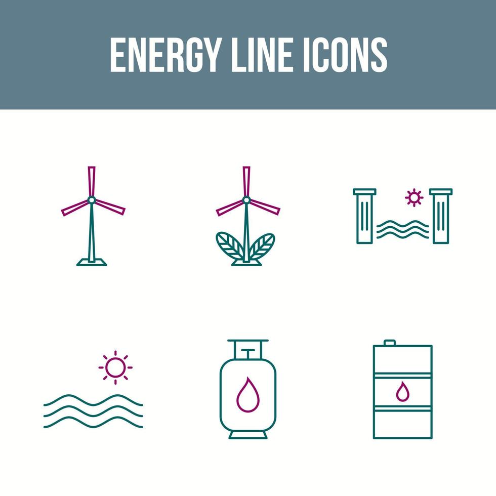 hermoso conjunto de iconos de vector de energía única