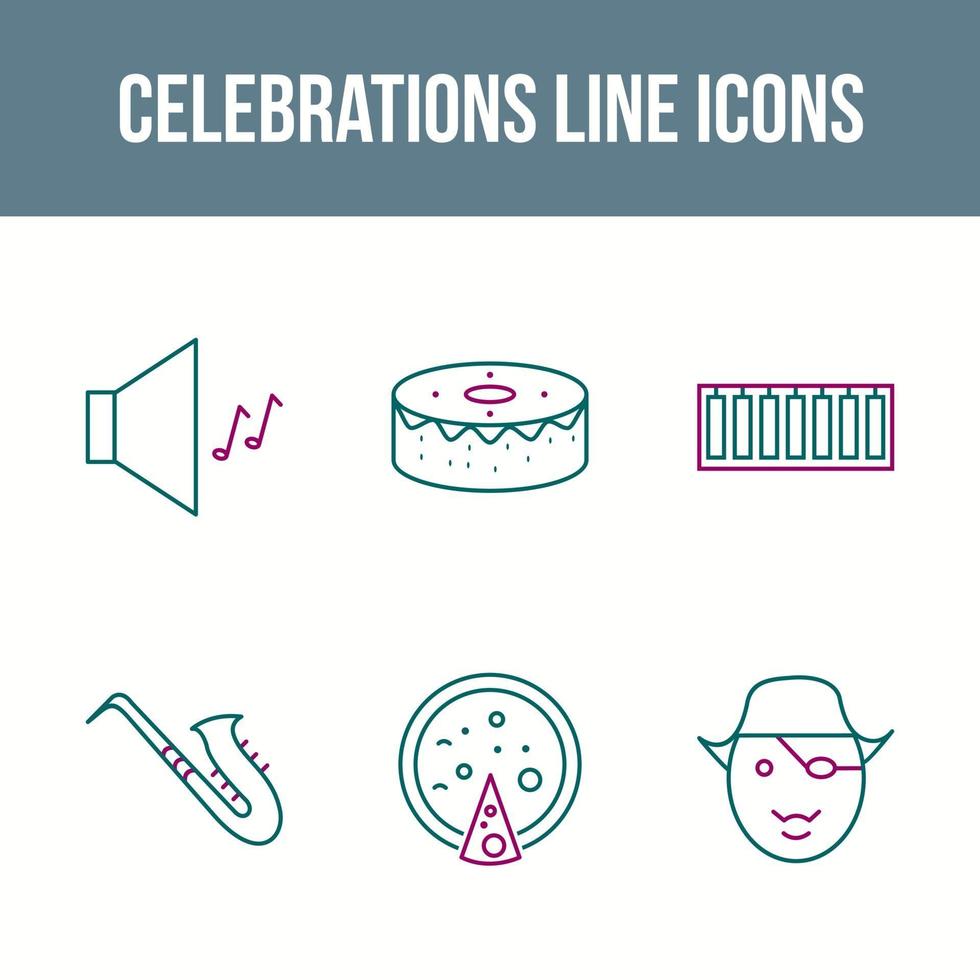 Unique Celebration Line Vector Icon Set