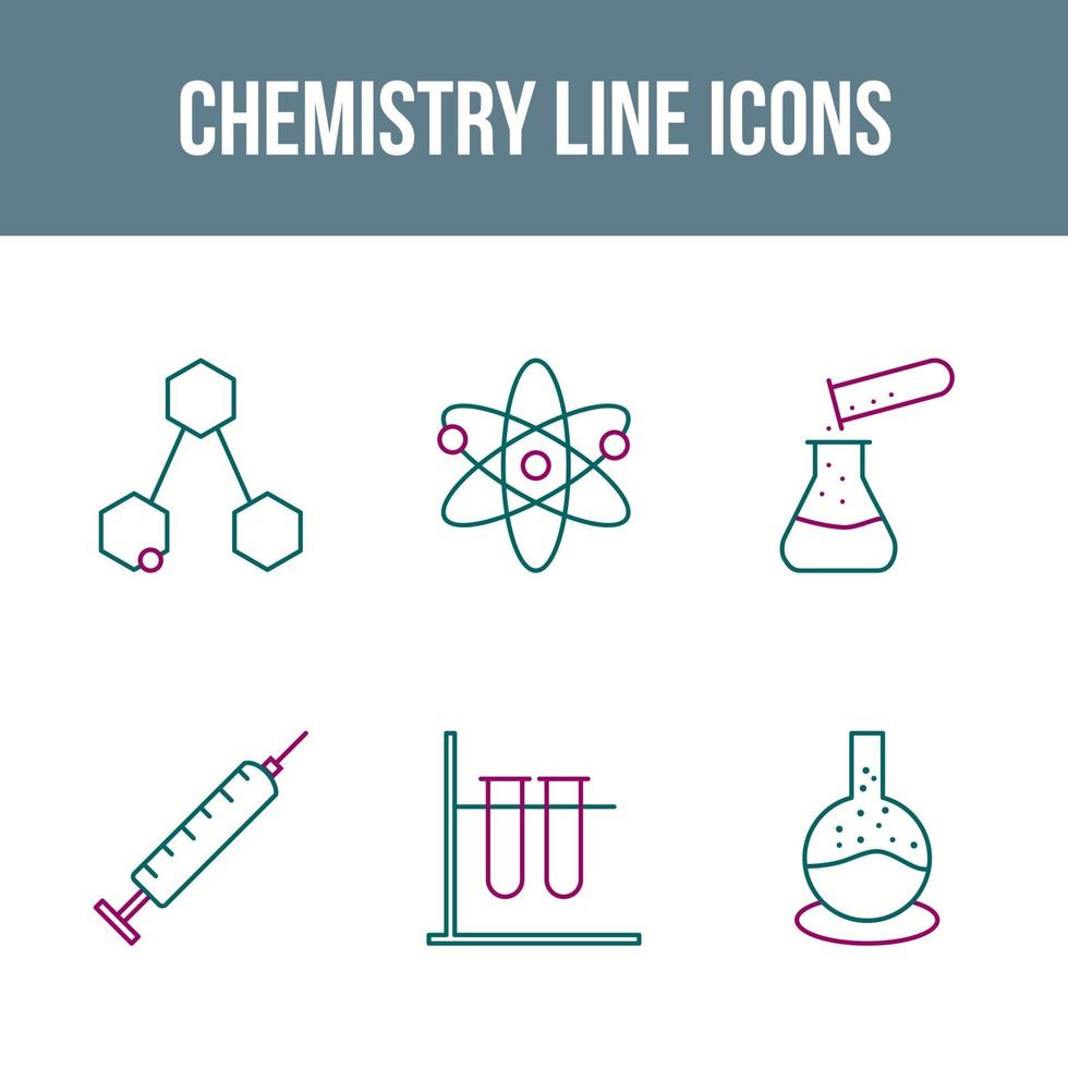 conjunto de iconos de vector de línea de química única