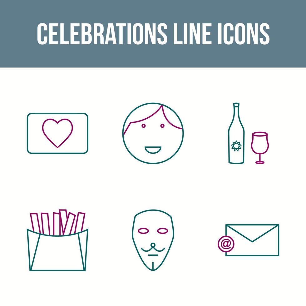 Unique Celebration Line Vector Icon Set
