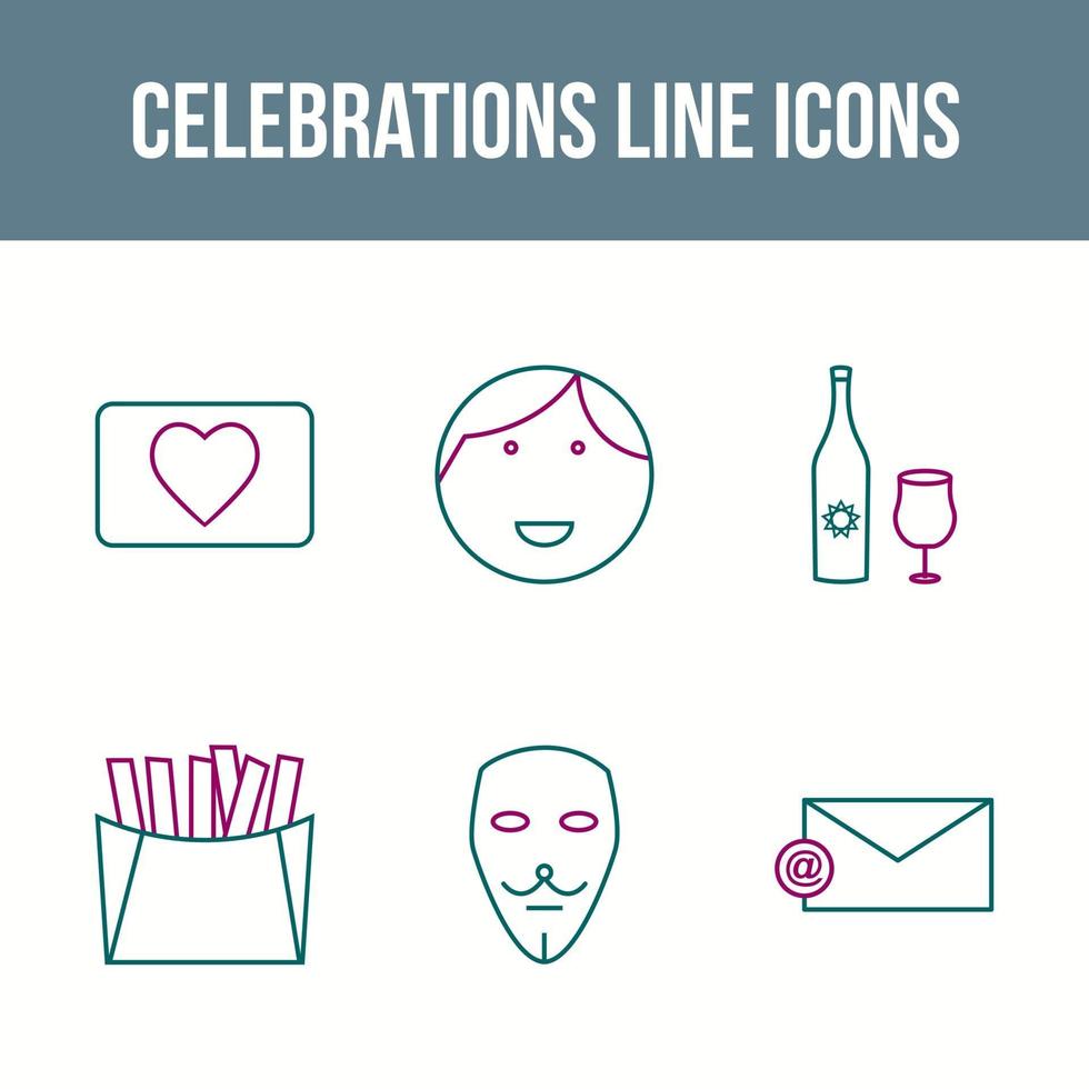 conjunto de iconos de vector de línea de celebración única