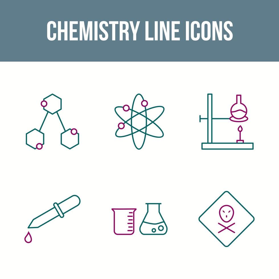 conjunto de iconos de vector de línea de química única