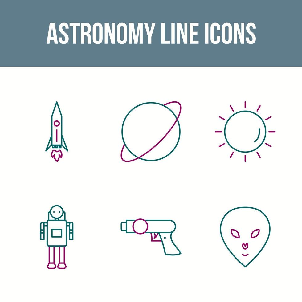 conjunto de iconos de vector de línea de astronomía única