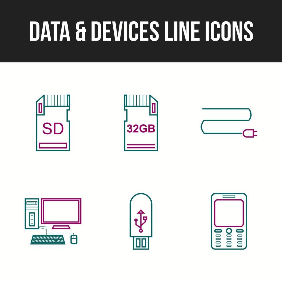Unique Data and devices vector icon set