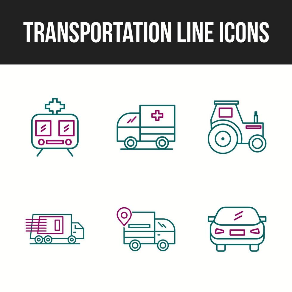 hermoso conjunto de iconos de línea única de transporte vector