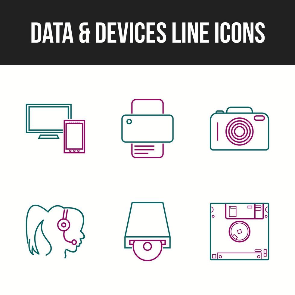 Unique Line vecor icon set of Data and devices icons vector