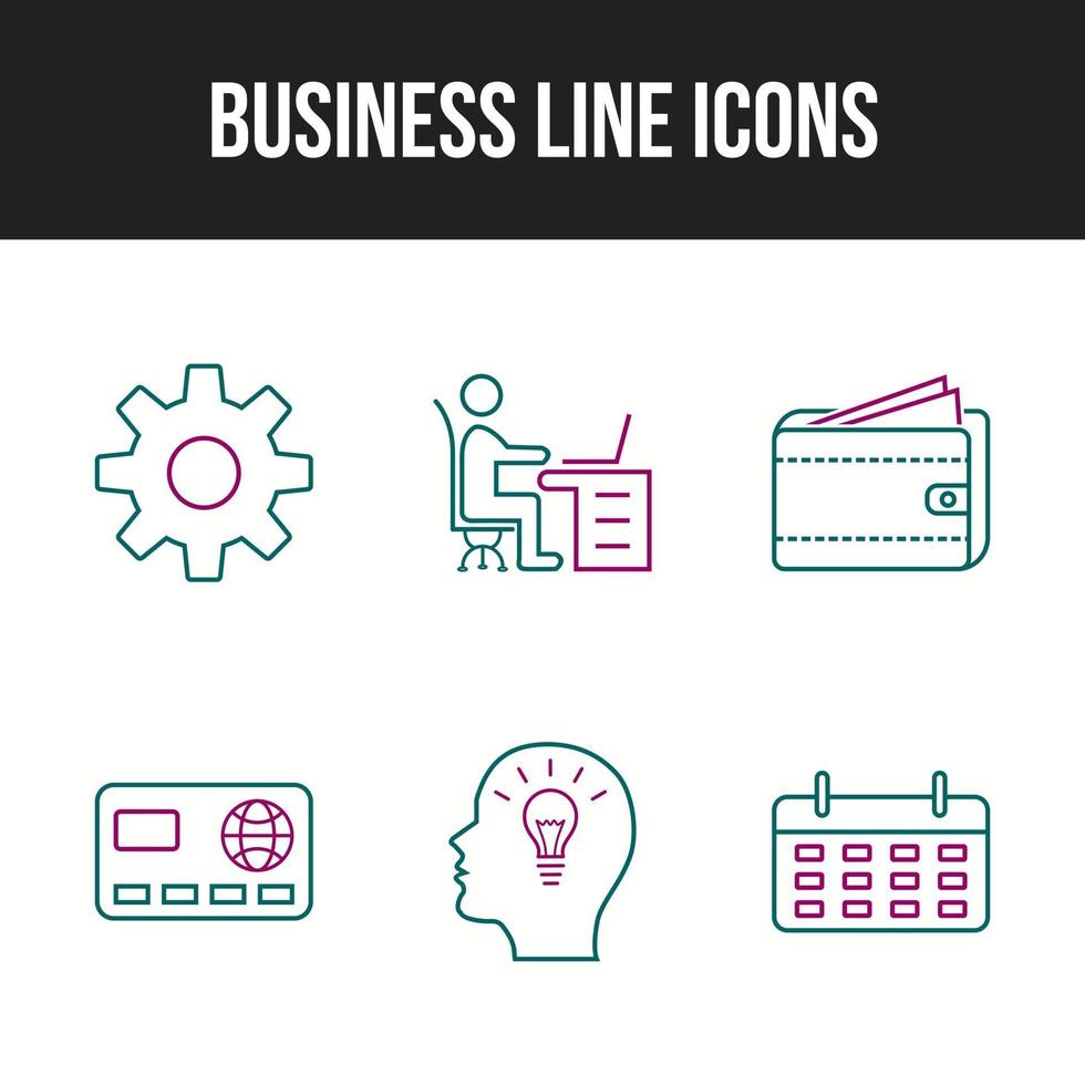 6 Unique Business Line vector icon set