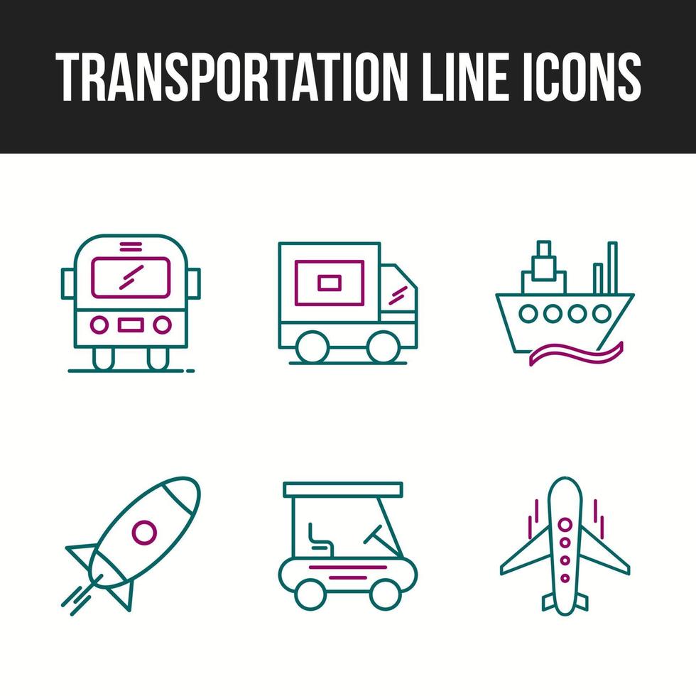 conjunto de iconos de transporte de iconos de línea única vector