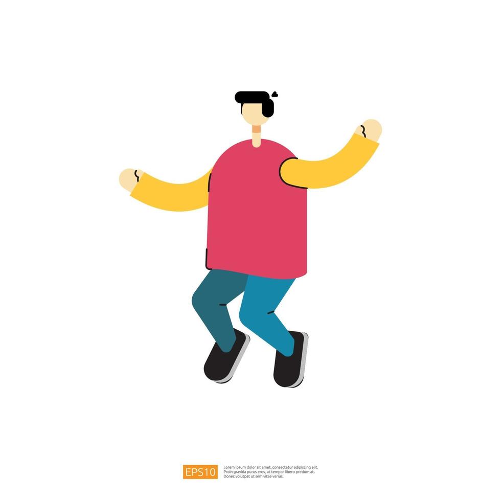 man character jumping expression. enthusiasm concept vector