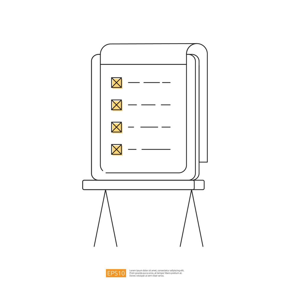 stand whiteboard with checklist mark or checbox mark on paper board. vector