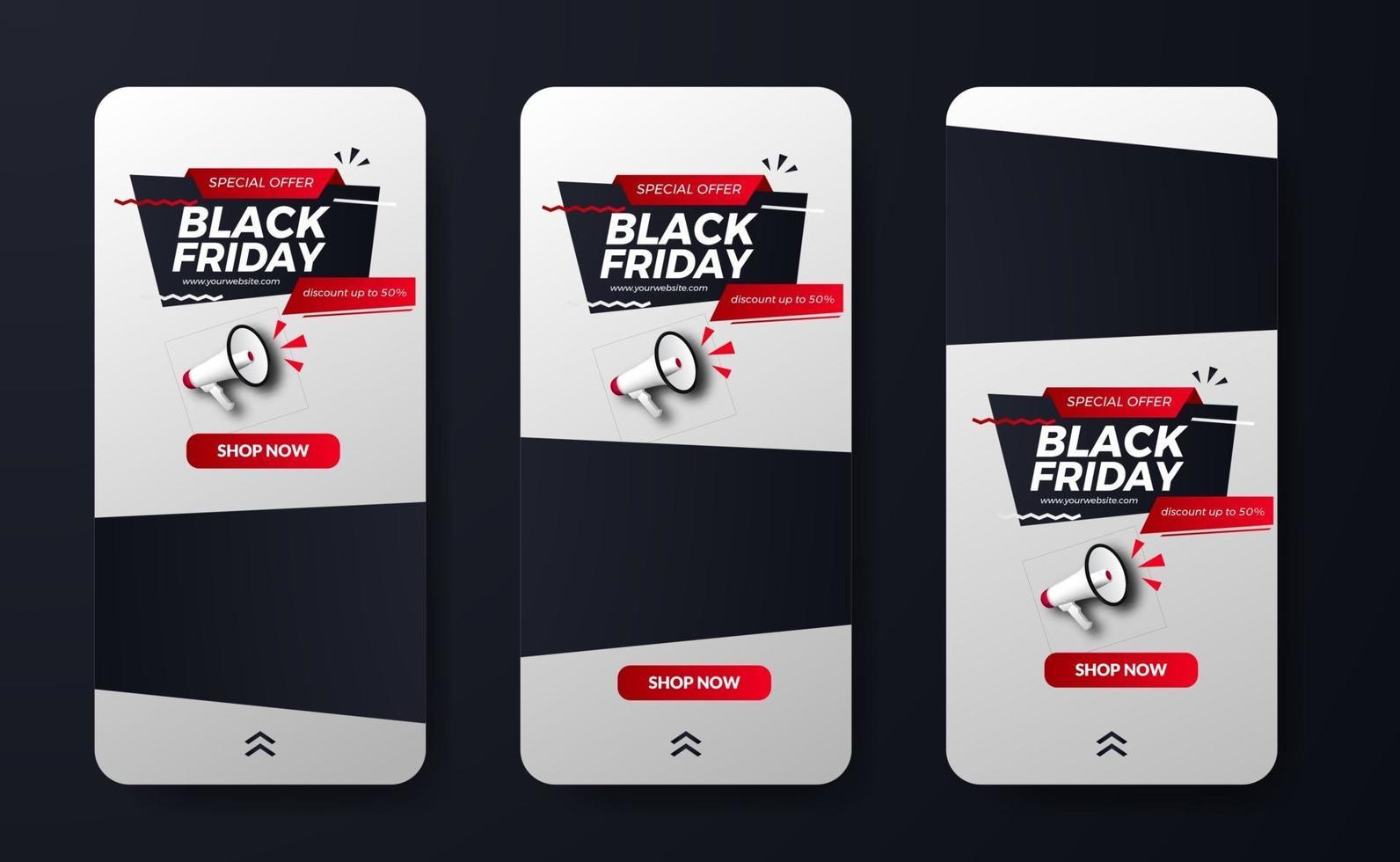 Black friday sale offer social media stories template vector