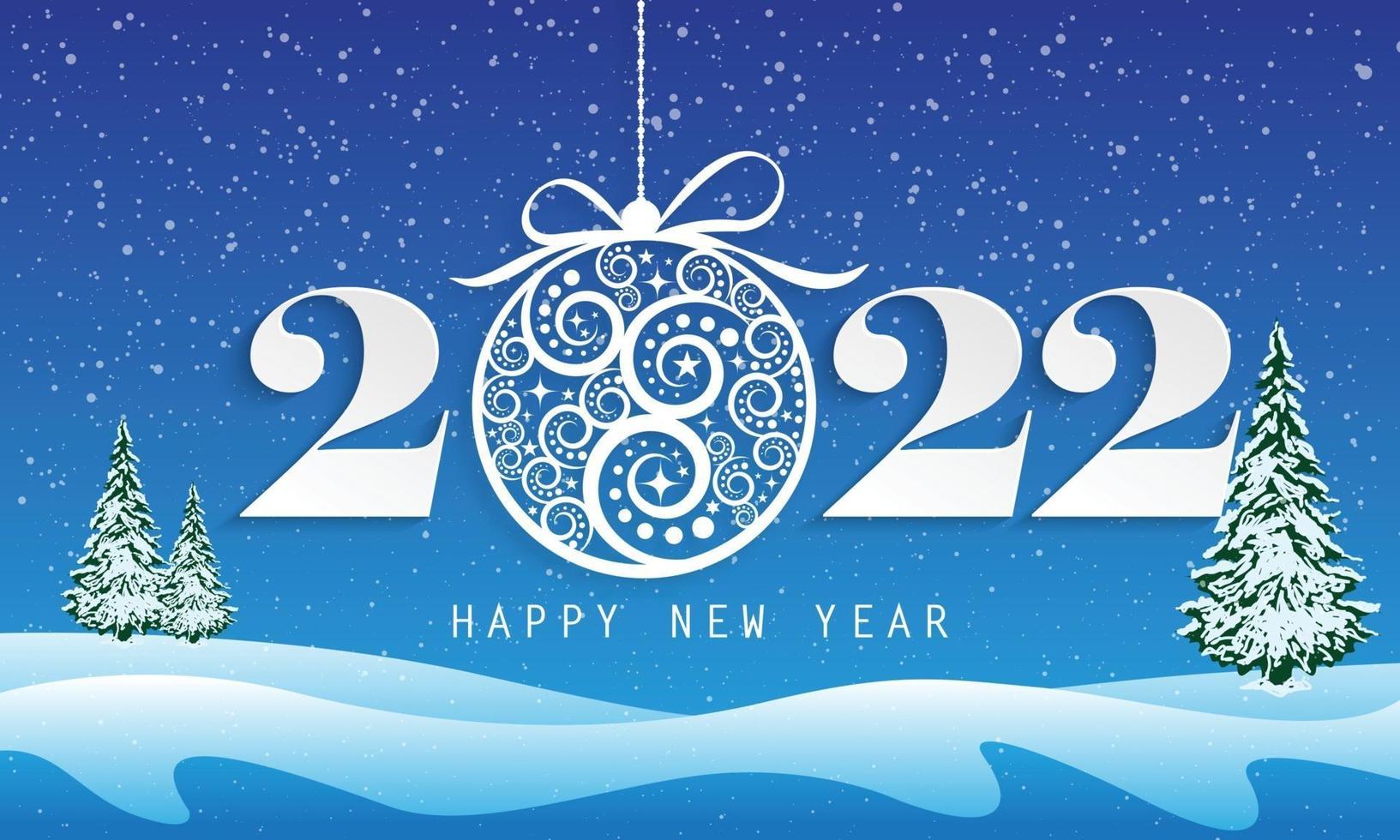 Christmas Day And Snowing 2022 Happy New Year 2022 With Beautiful Christmas Ball On Snowy. 3344521 Vector  Art At Vecteezy