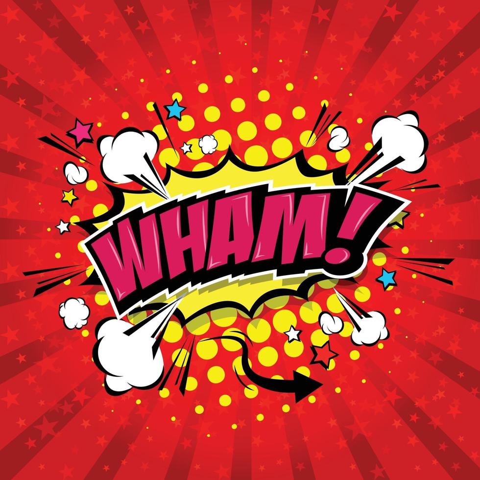 Wham bocadillo de diálogo cómico, dibujos animados. archivo vectorial de arte e ilustración. vector