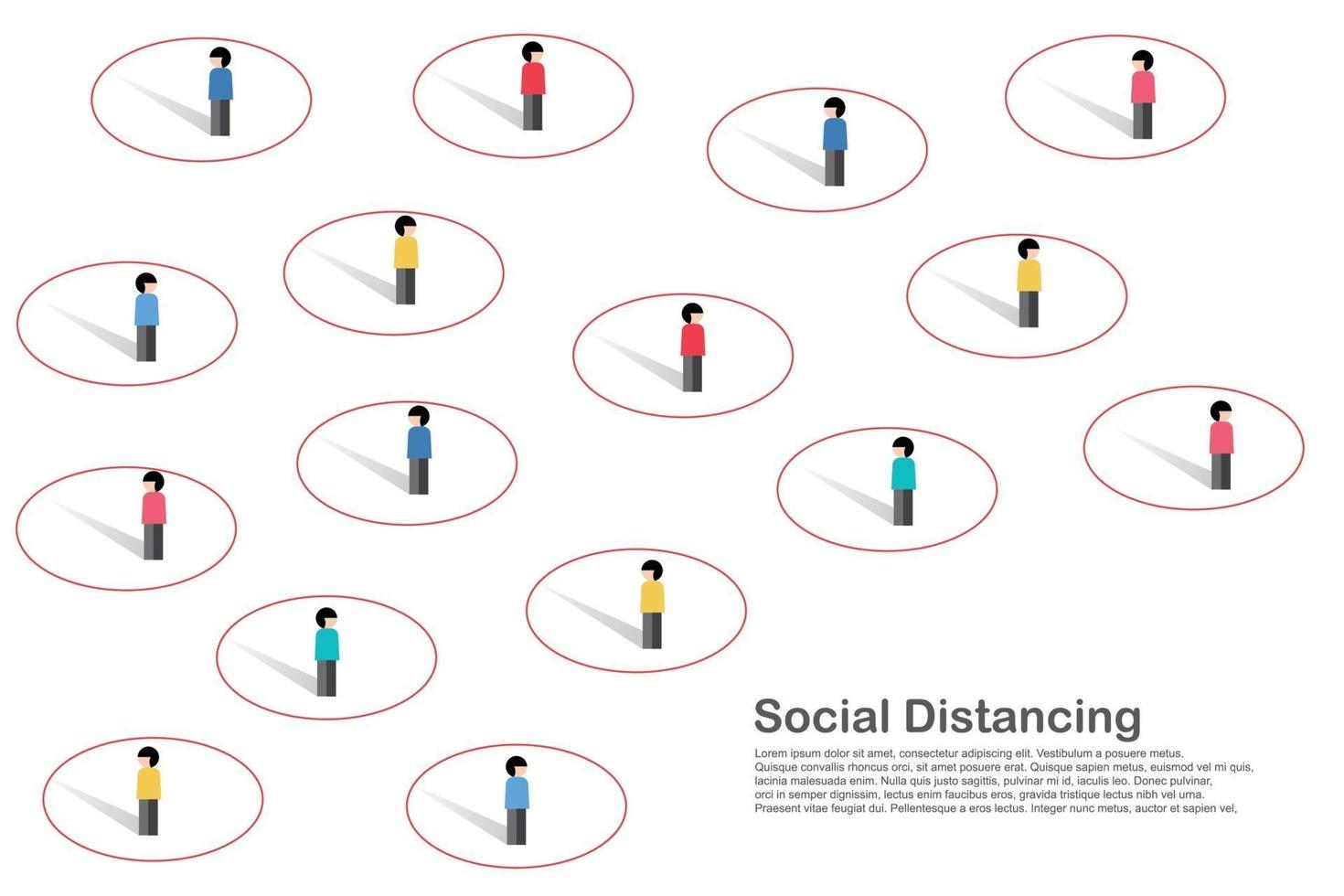 Prevención del distanciamiento social coronavirus covid-19. vector ilustrador