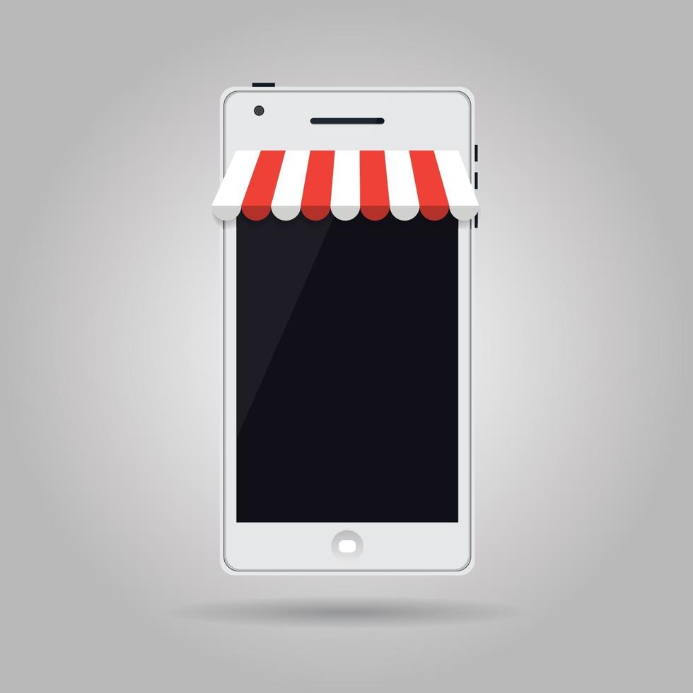 Mobile screen shop. Online shopping concept. illustrator Vector