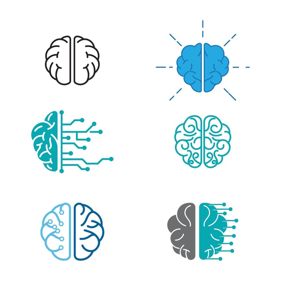 plantilla de icono de ilustración de vector de cerebro de salud