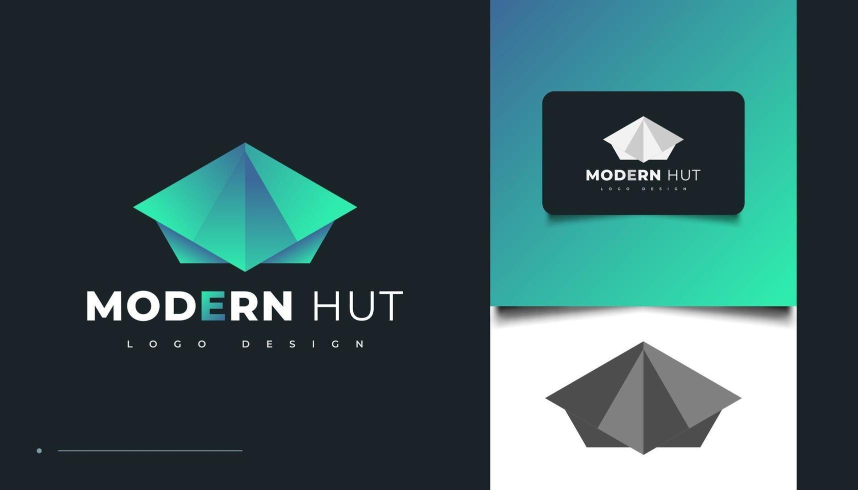 Modern Hut Logo Design Template. Blue Cottage Icon or Symbol vector