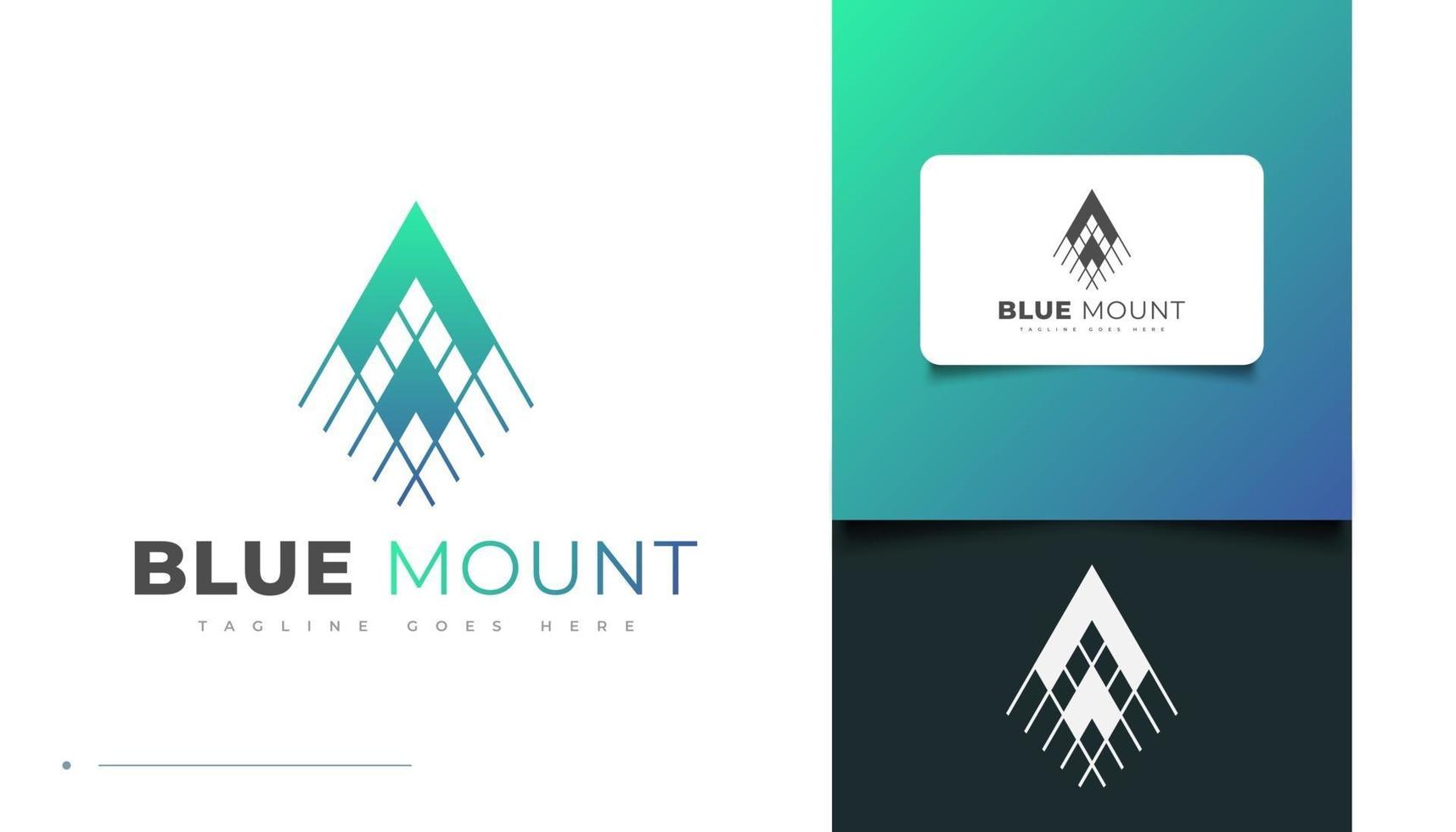 diseño de logotipo de montaña azul abstracto y minimalista vector