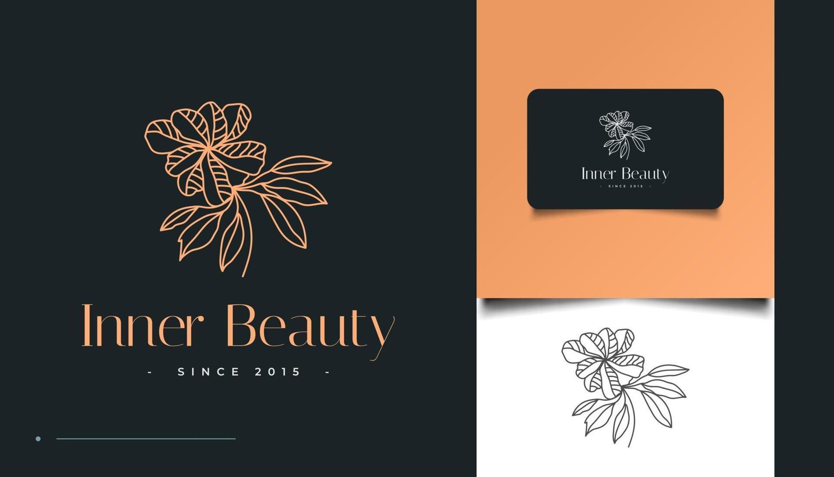 Minimalist Hand Drawn Flower Logo in Line Art Style vector