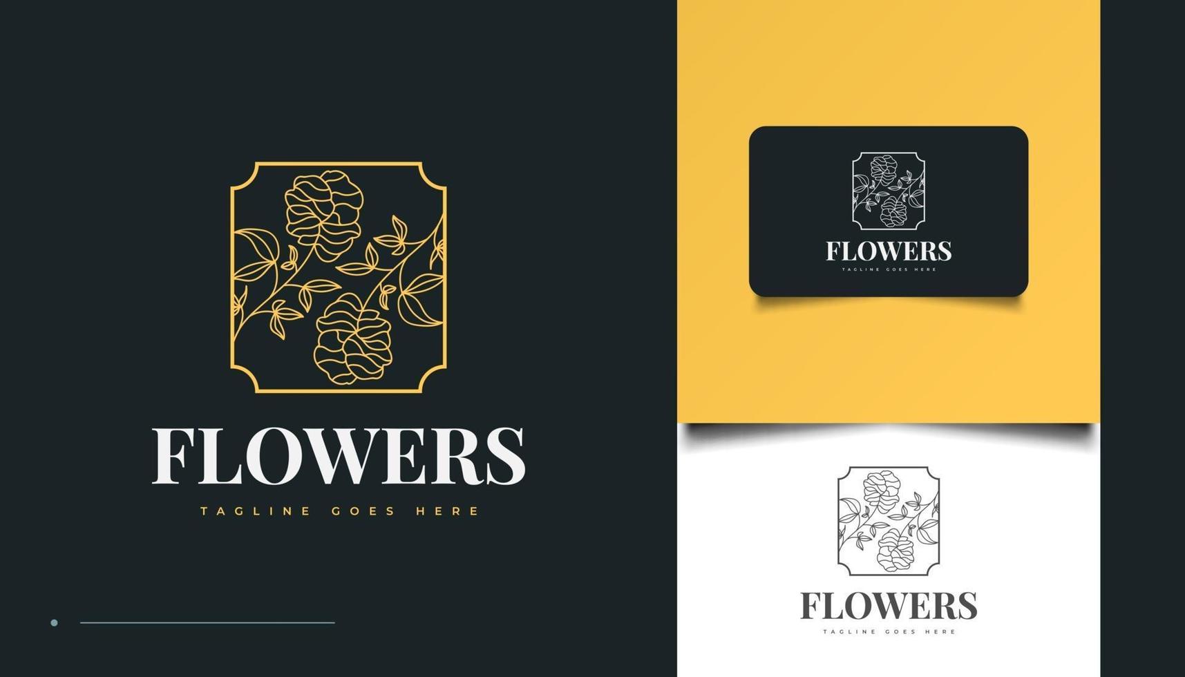 Hand Drawn Flowers Logo in Minimalist Line Art Style vector