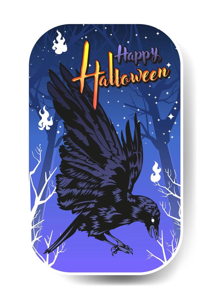 crow at the grave yard, Happy Halloween crow vector illustration