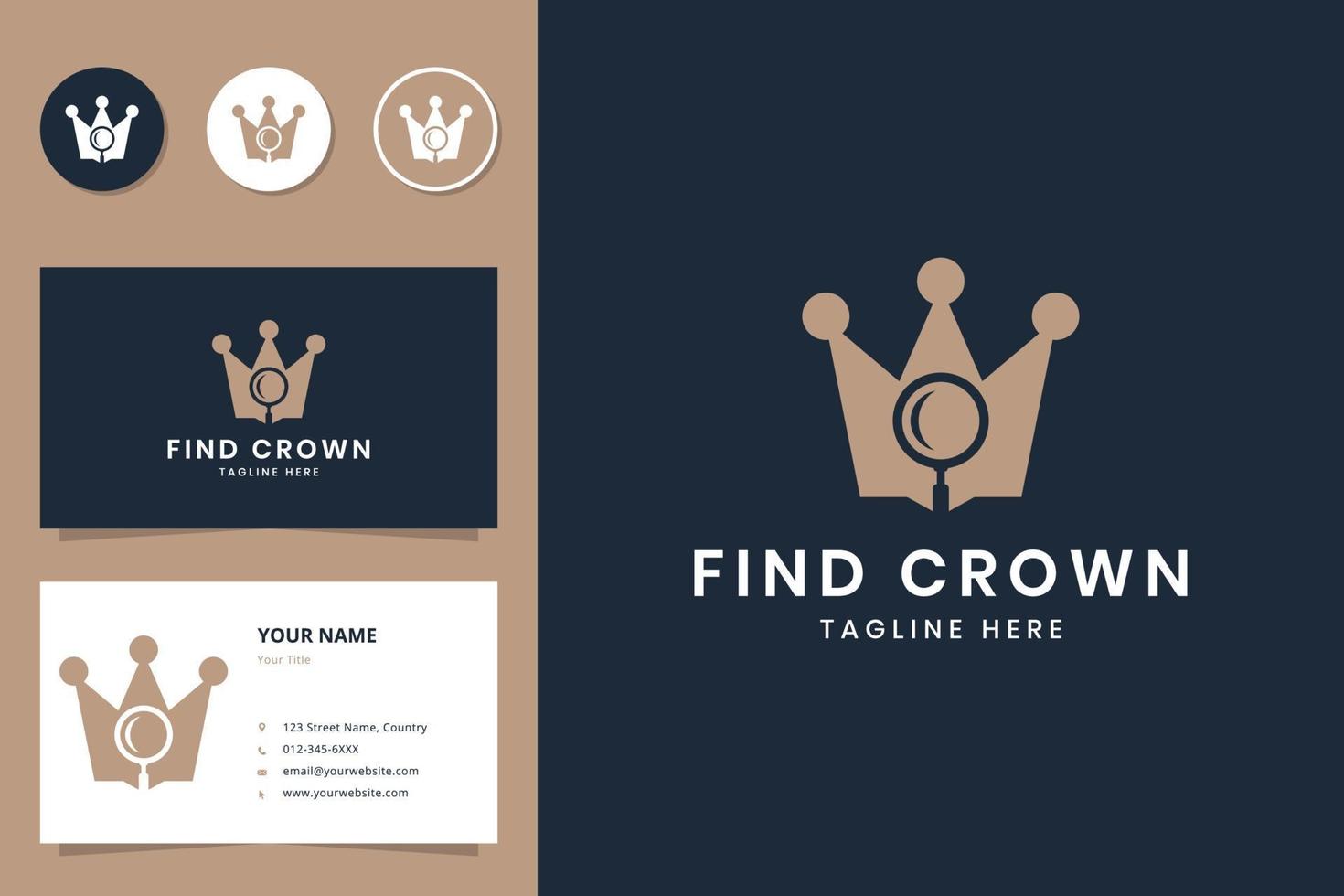 find crown negative space logo design vector