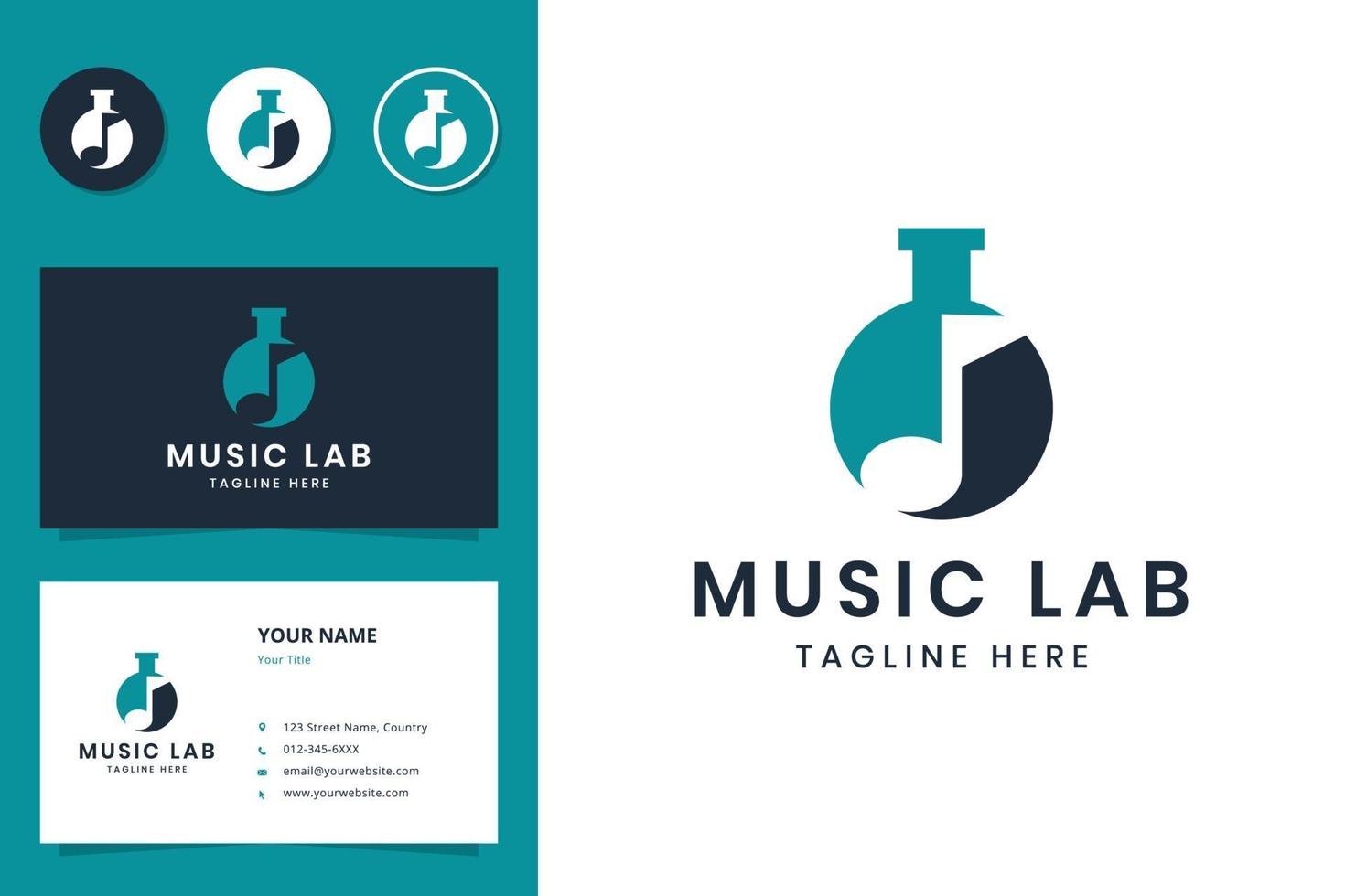 diseño de logotipo de espacio negativo de laboratorio de música vector