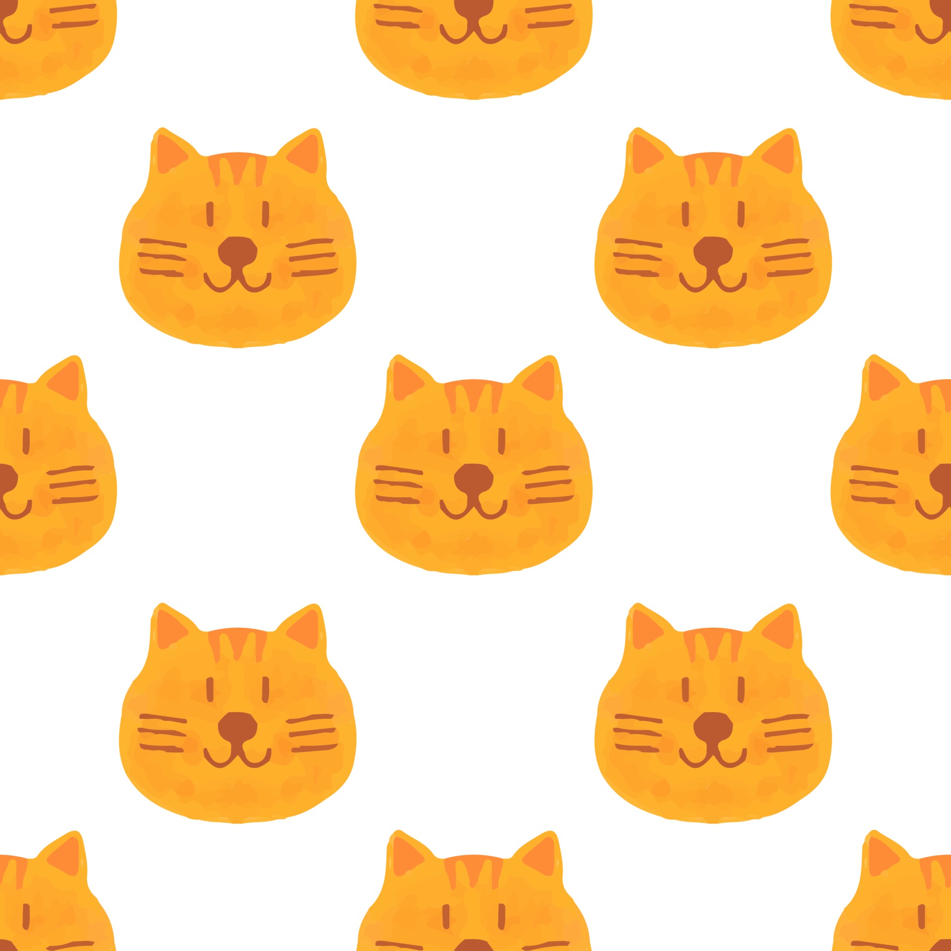 Cute seamless pattern of watercolor cats. Watercolor animal painting ...