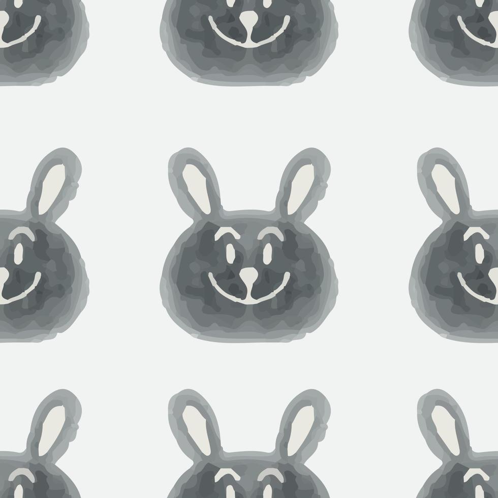 Seamless pattern with cartoon bunnies for kids. Watercolor art print. vector