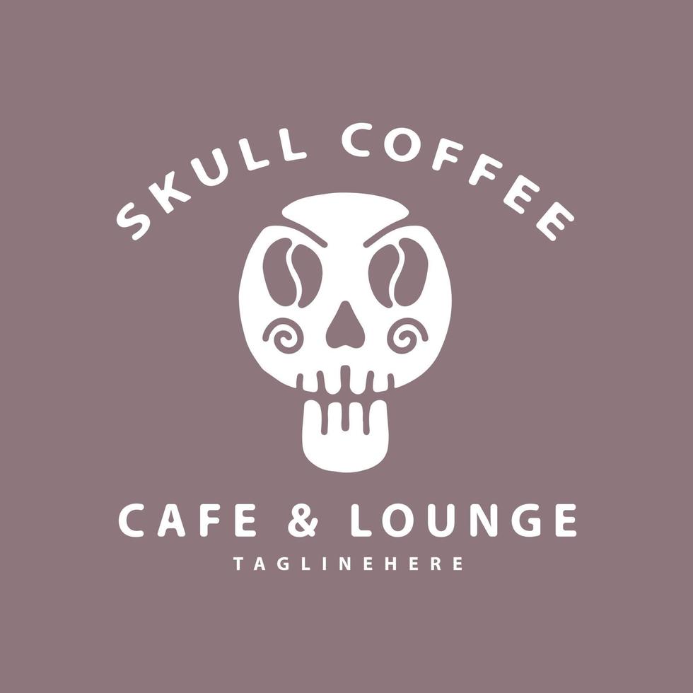 Retro skull head with coffee beans in the eye. for t shirt vector