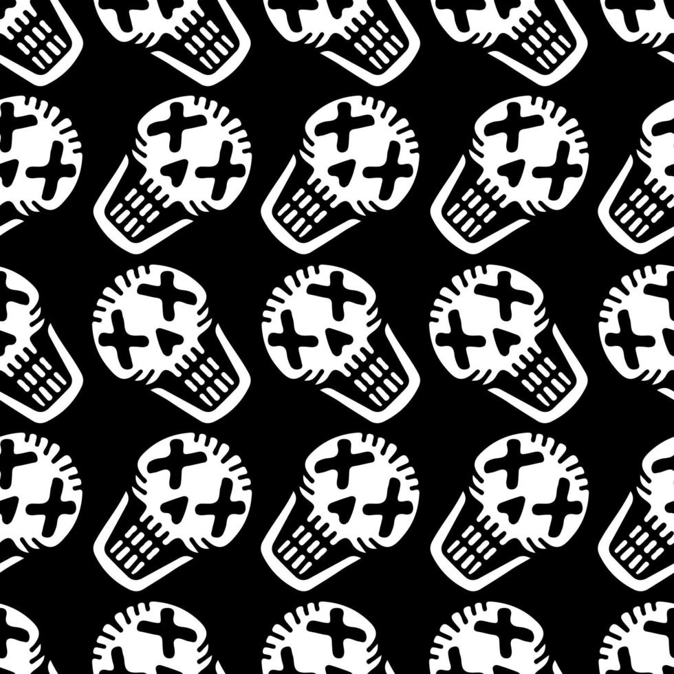 Grunge seamless background with cute death skulls. for wallpaper vector