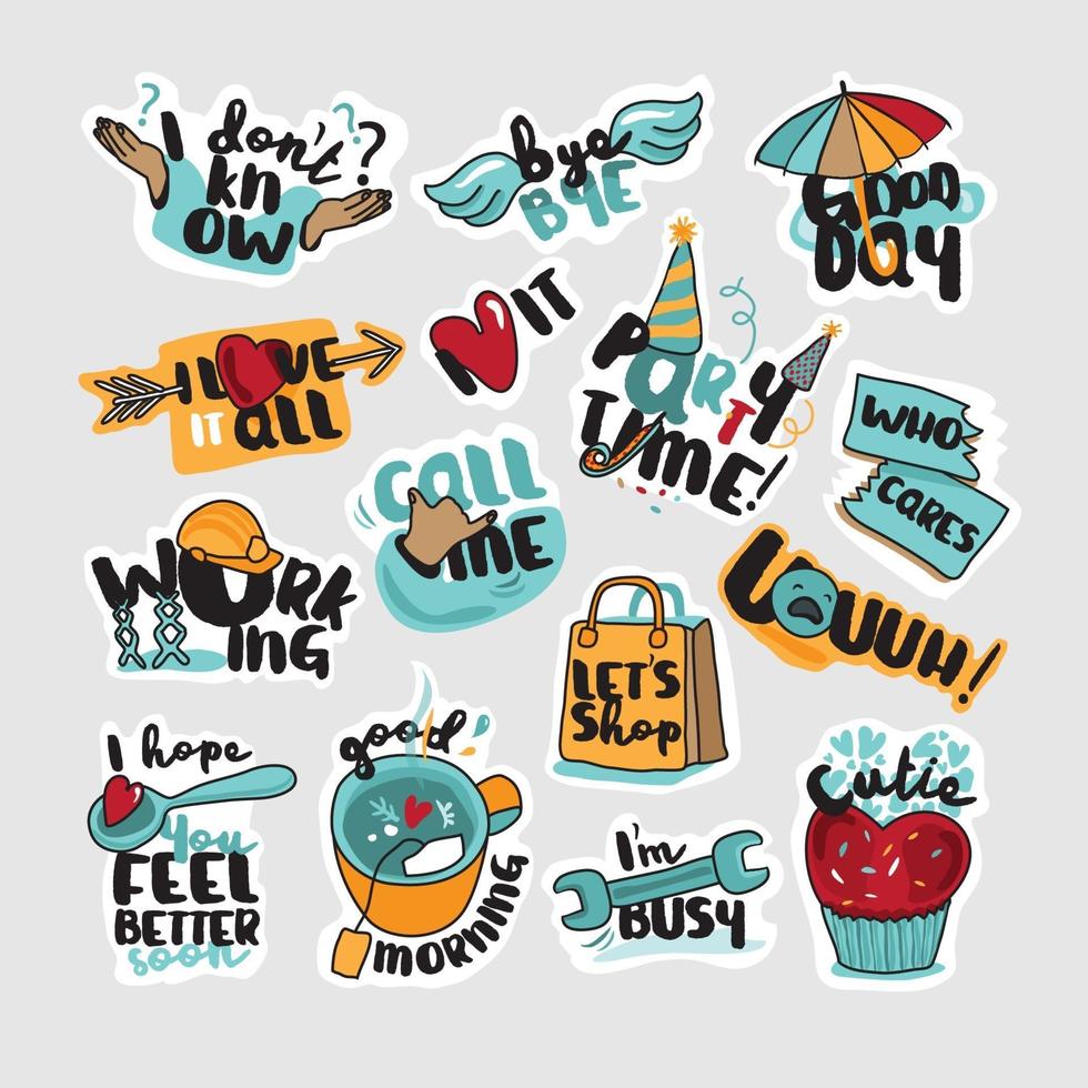 Set of social network stickers vector