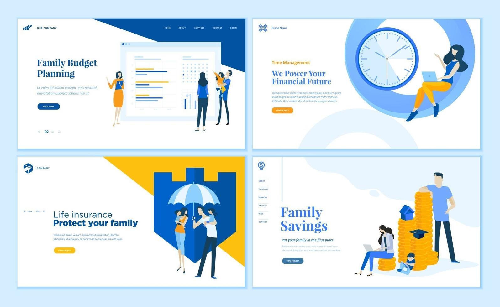 Set of flat design web page templates vector