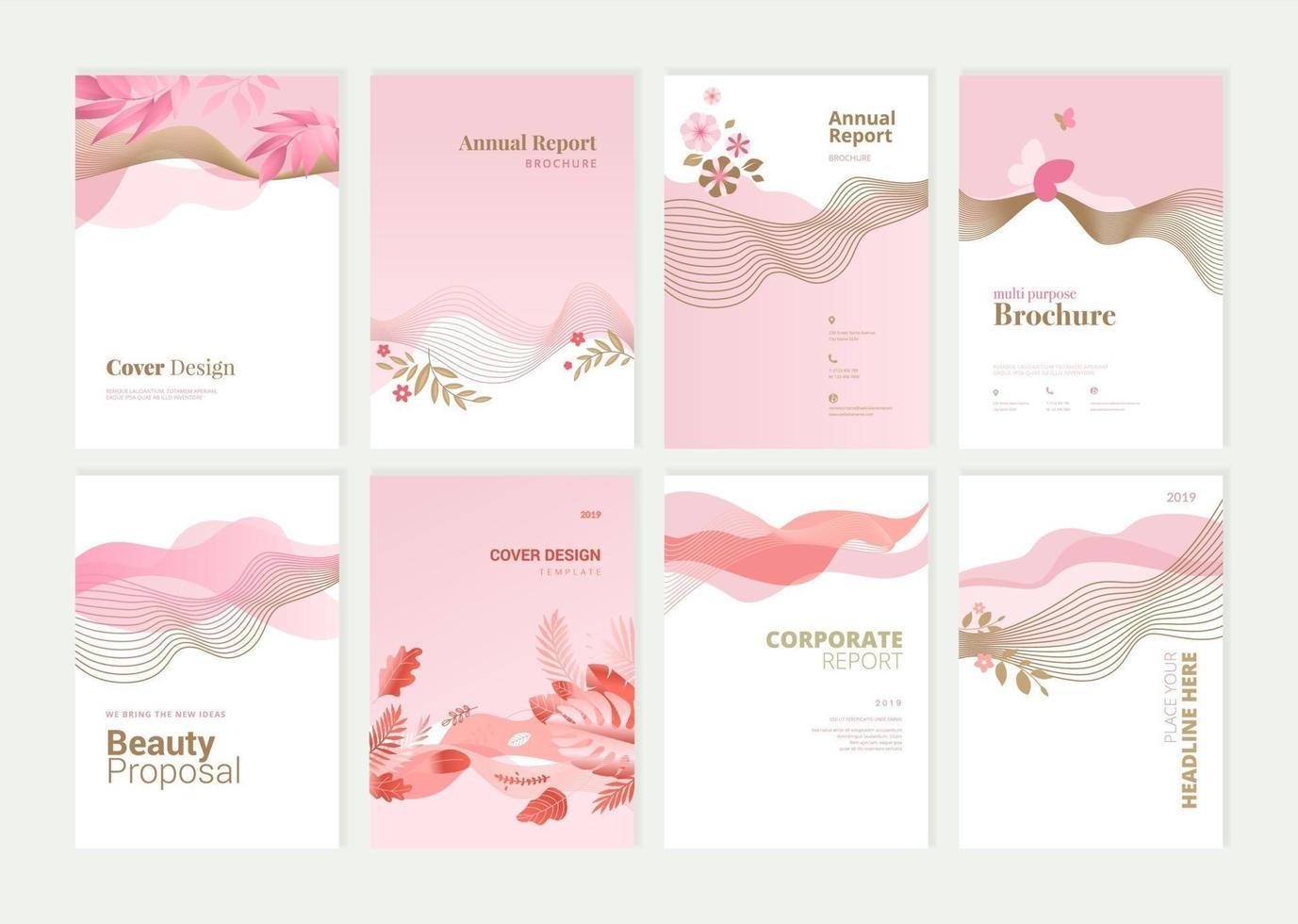 Beauty brochure, annual report, cover designs vector