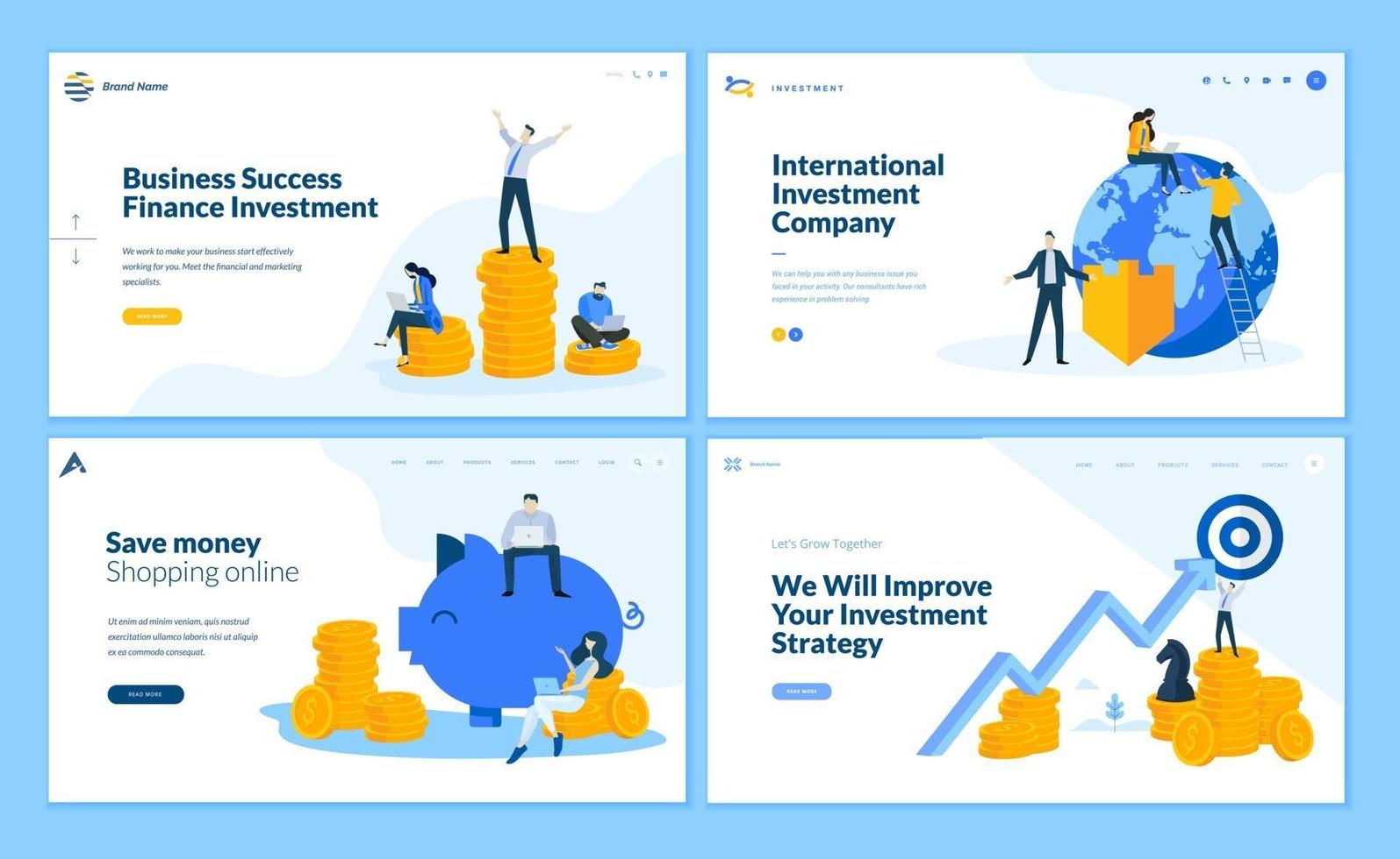 Set of flat design web page templates vector