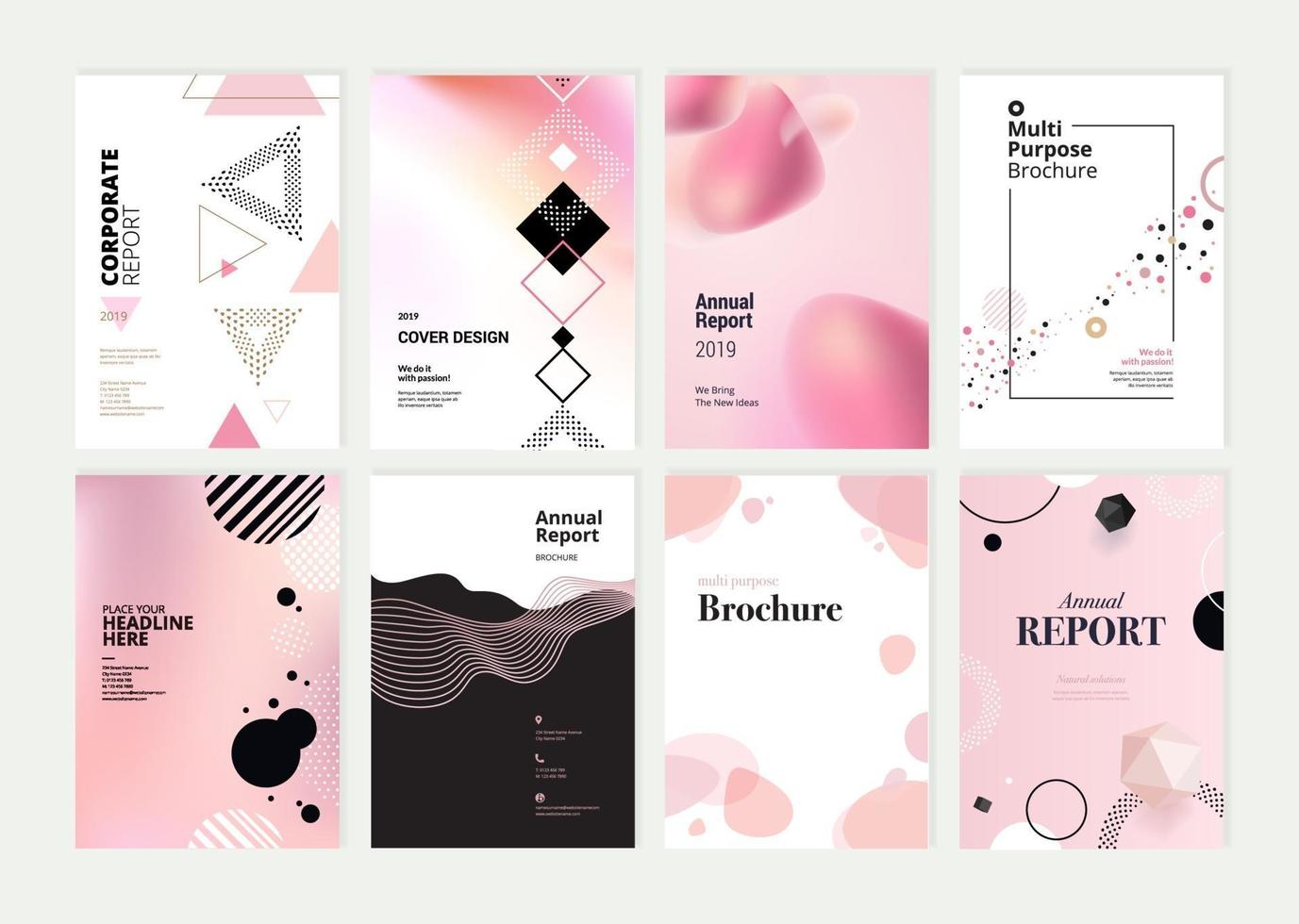 folleto de belleza, informe anual, diseños de portada vector