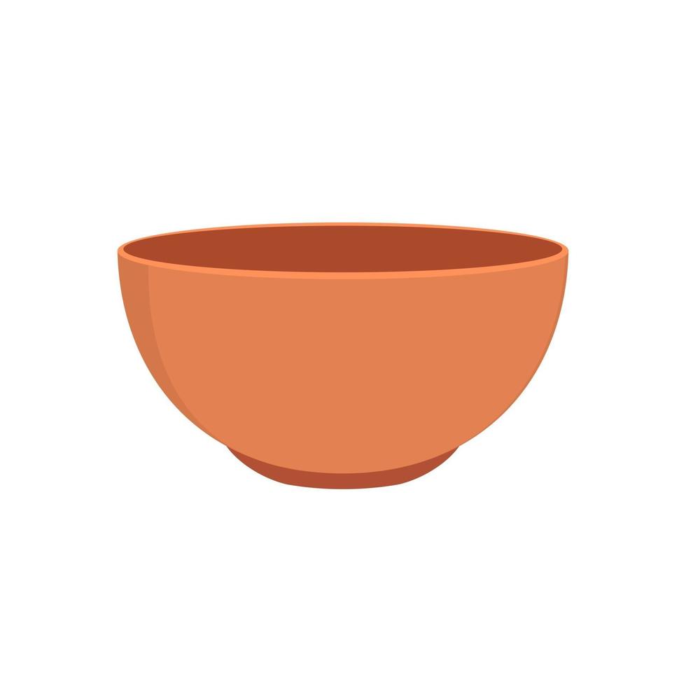 Empty clay bowl. Example of pottery. Ceramic kitchen dishware vector