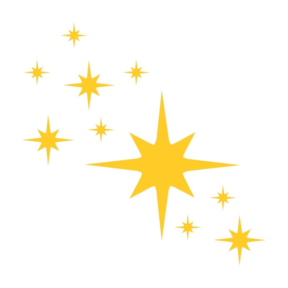 Yellow stars twinkles and sparkles vector