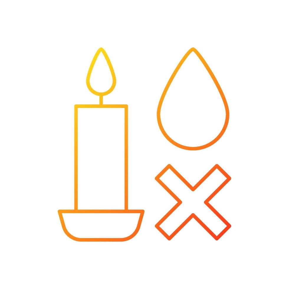 Extinguish candle without water gradient linear vector label icon