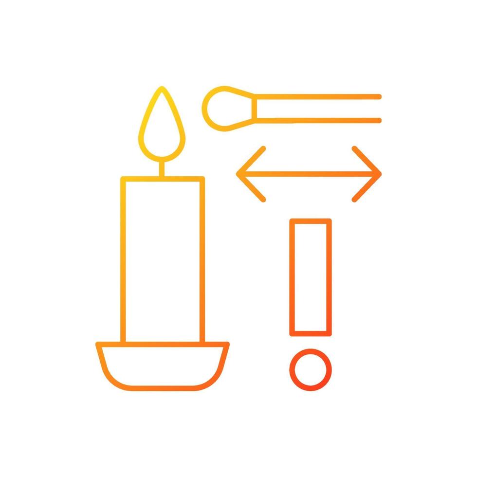 Lighting candle with long match gradient linear vector label icon