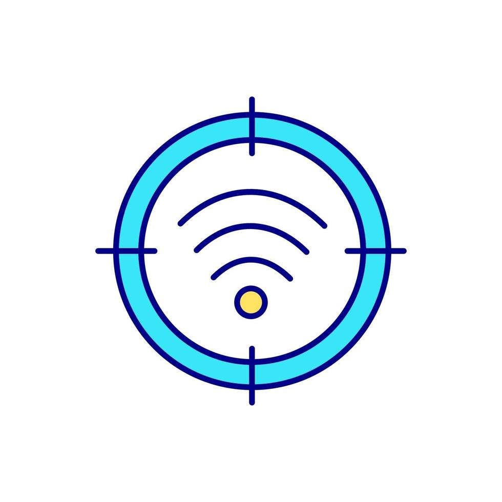 objetivo en señal wifi icono de color rgb vector