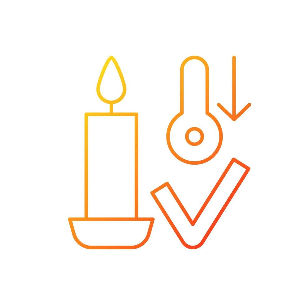 Candles storage at room temperature gradient linear vector label icon