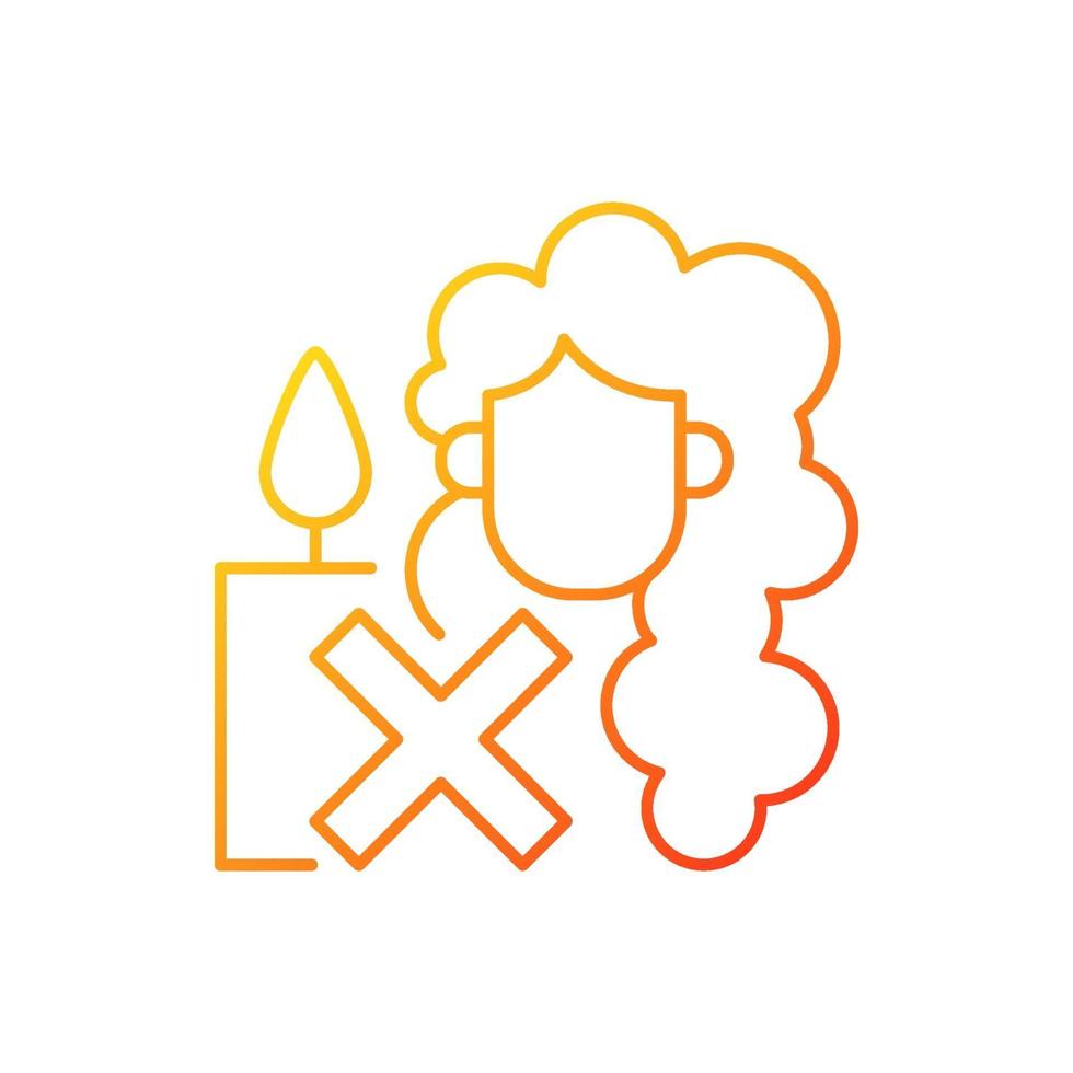 Keep hair away from open flame gradient linear vector label icon