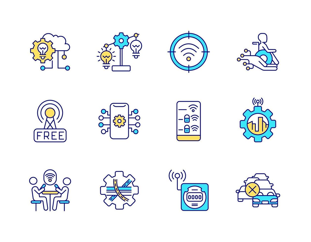 Smart city related RGB color icons set vector