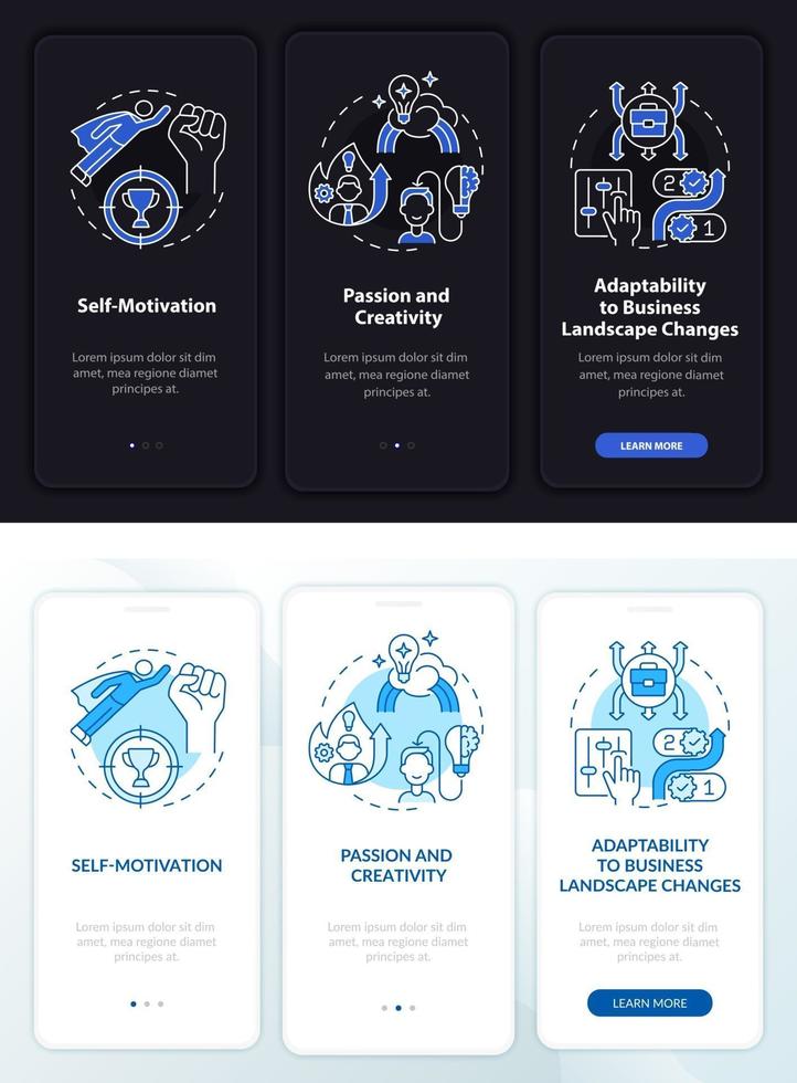 Starting new company onboarding mobile app page screen vector