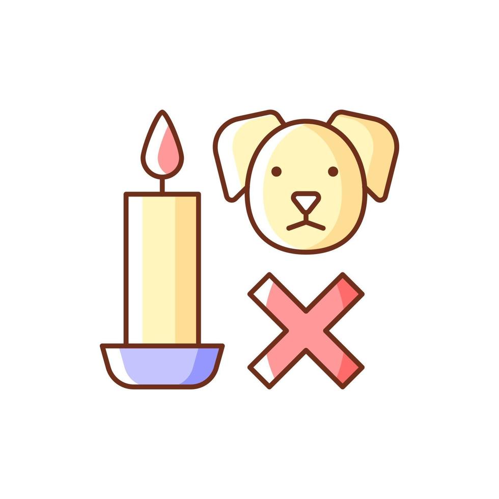 Candle safety for pets RGB color manual label icon vector